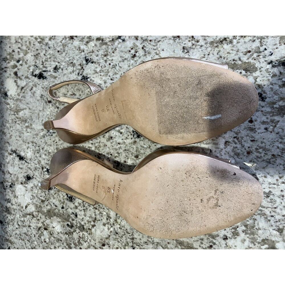 KATE SPADE Rose Gold Sling Back Open Toe Bow Pump Bow Size 8.5 - Picture 7 of 8